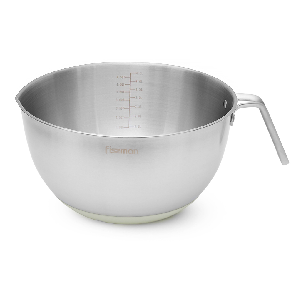 Bowl with handle and silicone base 25x13.9 cm / 4.5 L with lid (stainless steel)