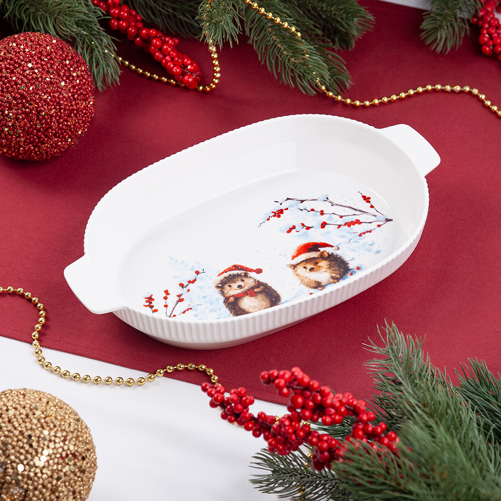 Oval baking tray HEDGEHOG 30х5 cm (new bone china)