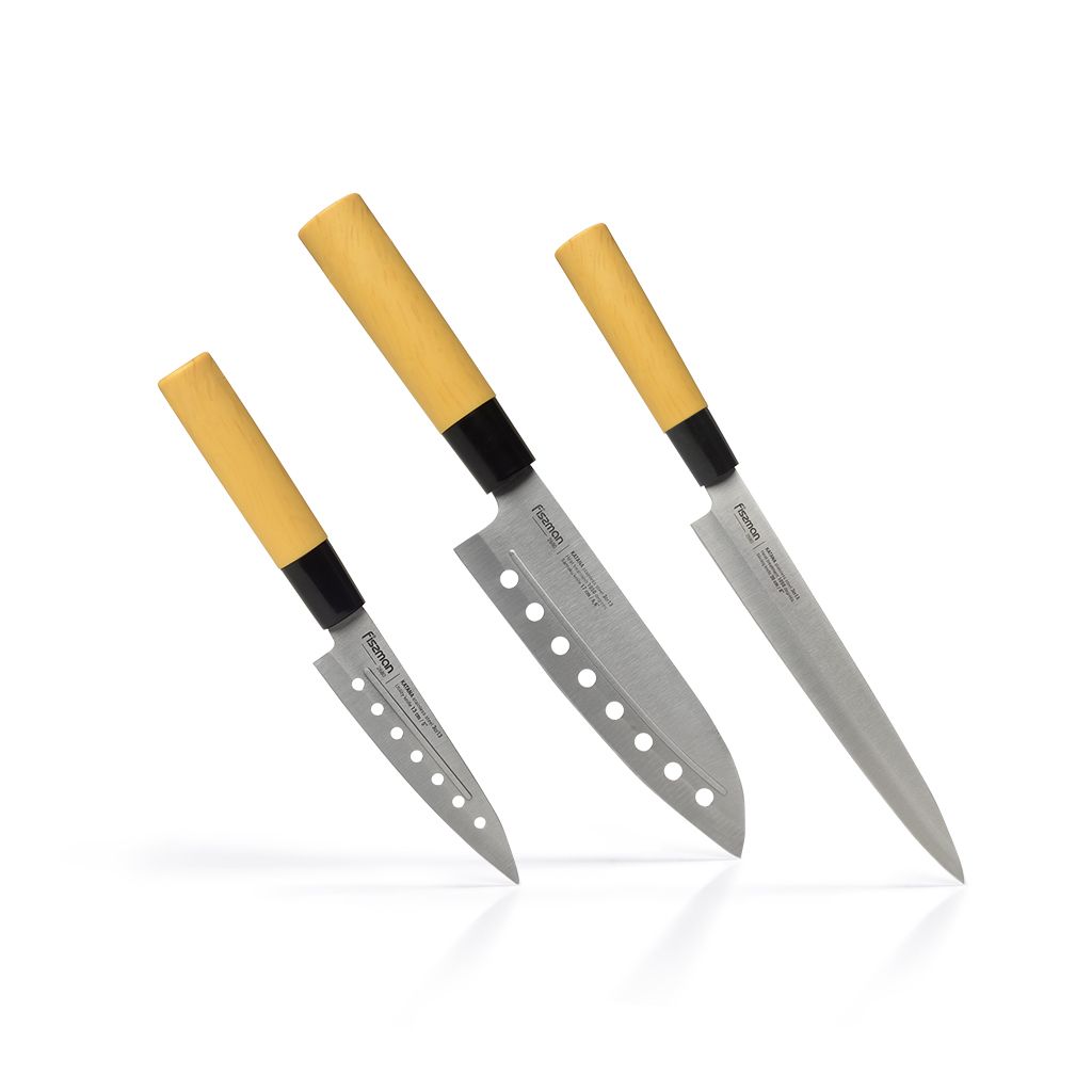 3 pc knife set KATANA 8"slicer/ 6.6"santoku/ 5"utility (3Cr13 steel)