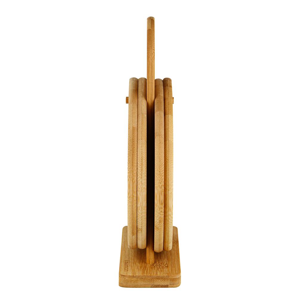 Virtuves dēlīšu komplekts (4 gb, 20x1 cm, bambuss) ar statīvu