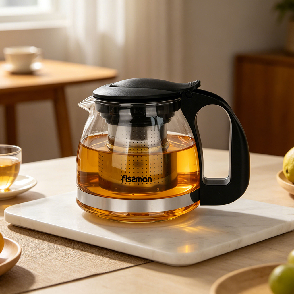 Arbatinukas 700 ml su plieniniu filtru (karščiui atsparus stiklas)
