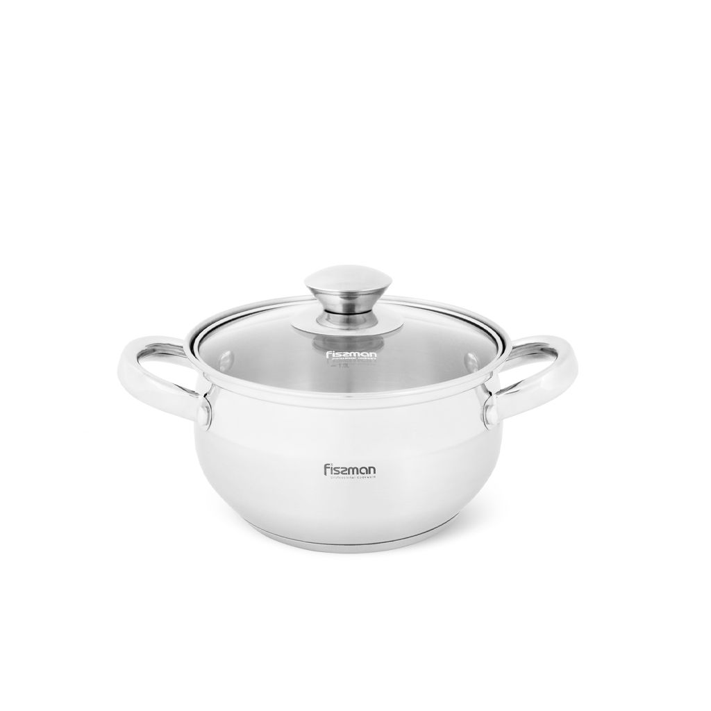 Stockpot PRIME 16x9.5 cm / 1.9 LTR with glass lid (stainless steel)