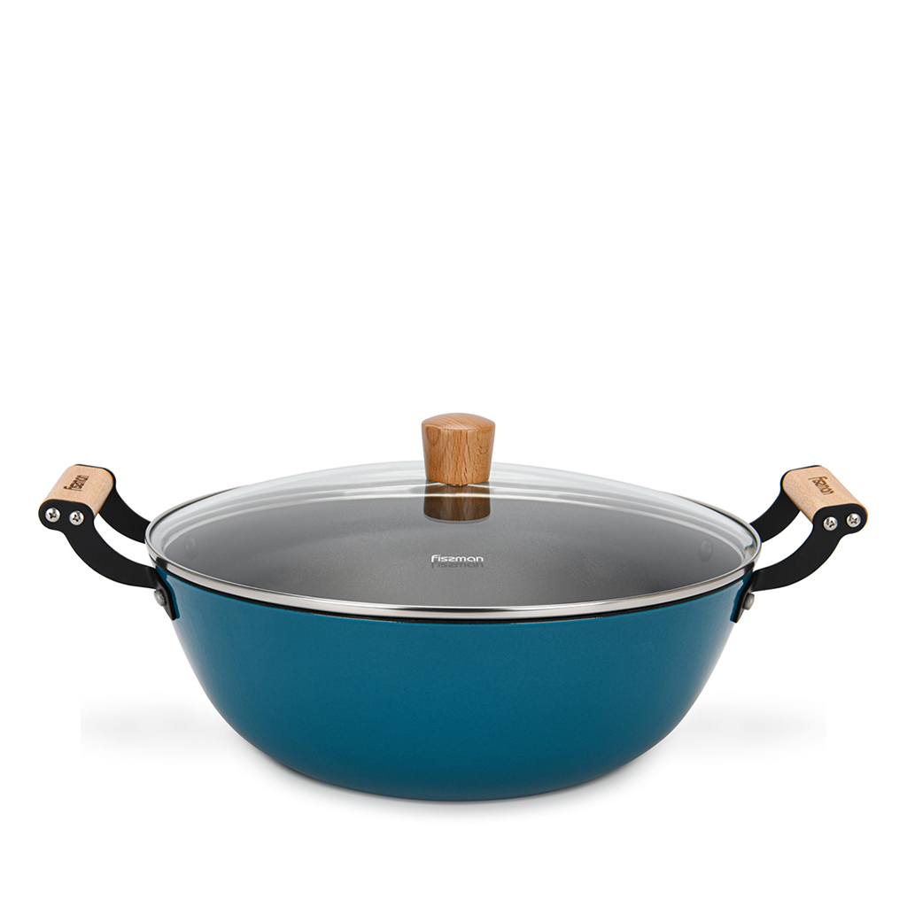 Stockpot SEAGREEN 32x12,5 cm / 8 LTR with glass lid (enamelled lightweight cast iron with non-stick coating)