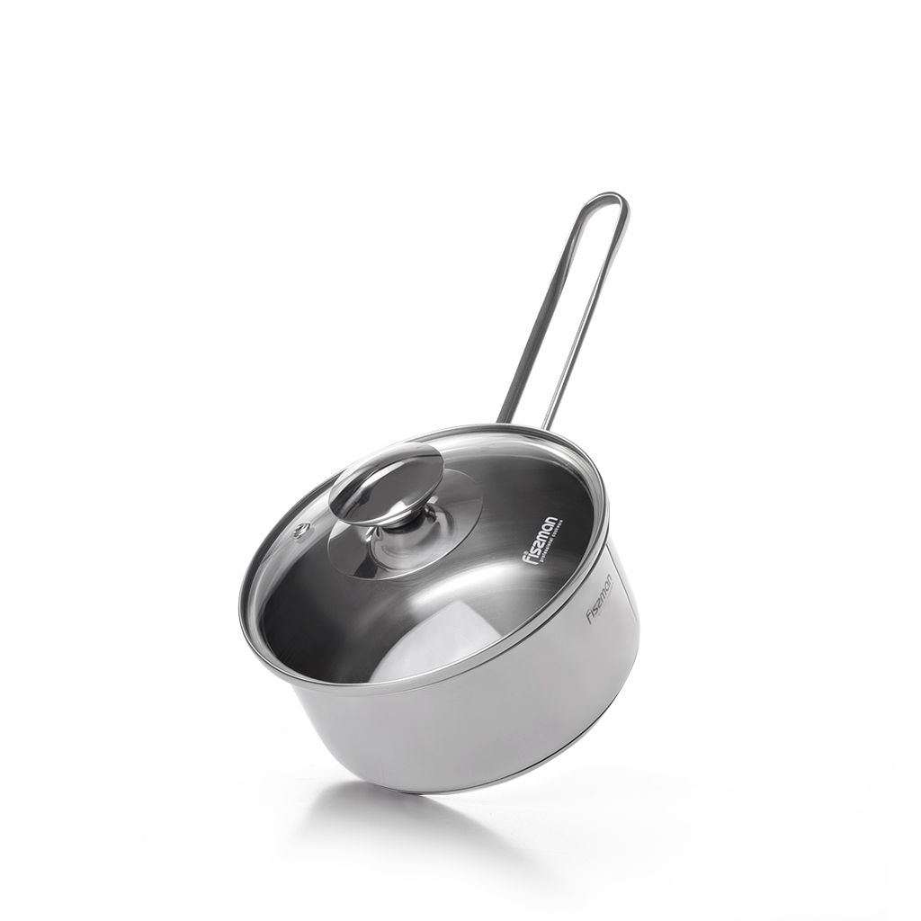 BAMBINO Saucepan with glass lid 14x6.5 cm / 0.9 LTR (stainless steel)