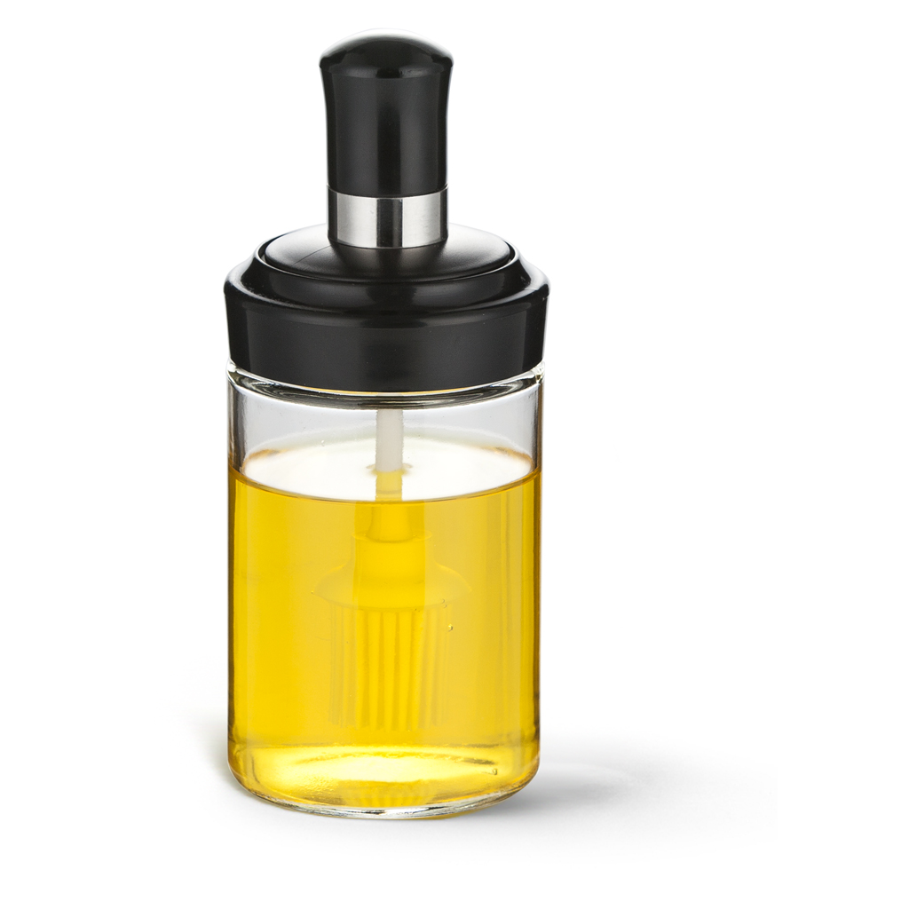 Oil bottle 250 ml with silicone brush (glass)