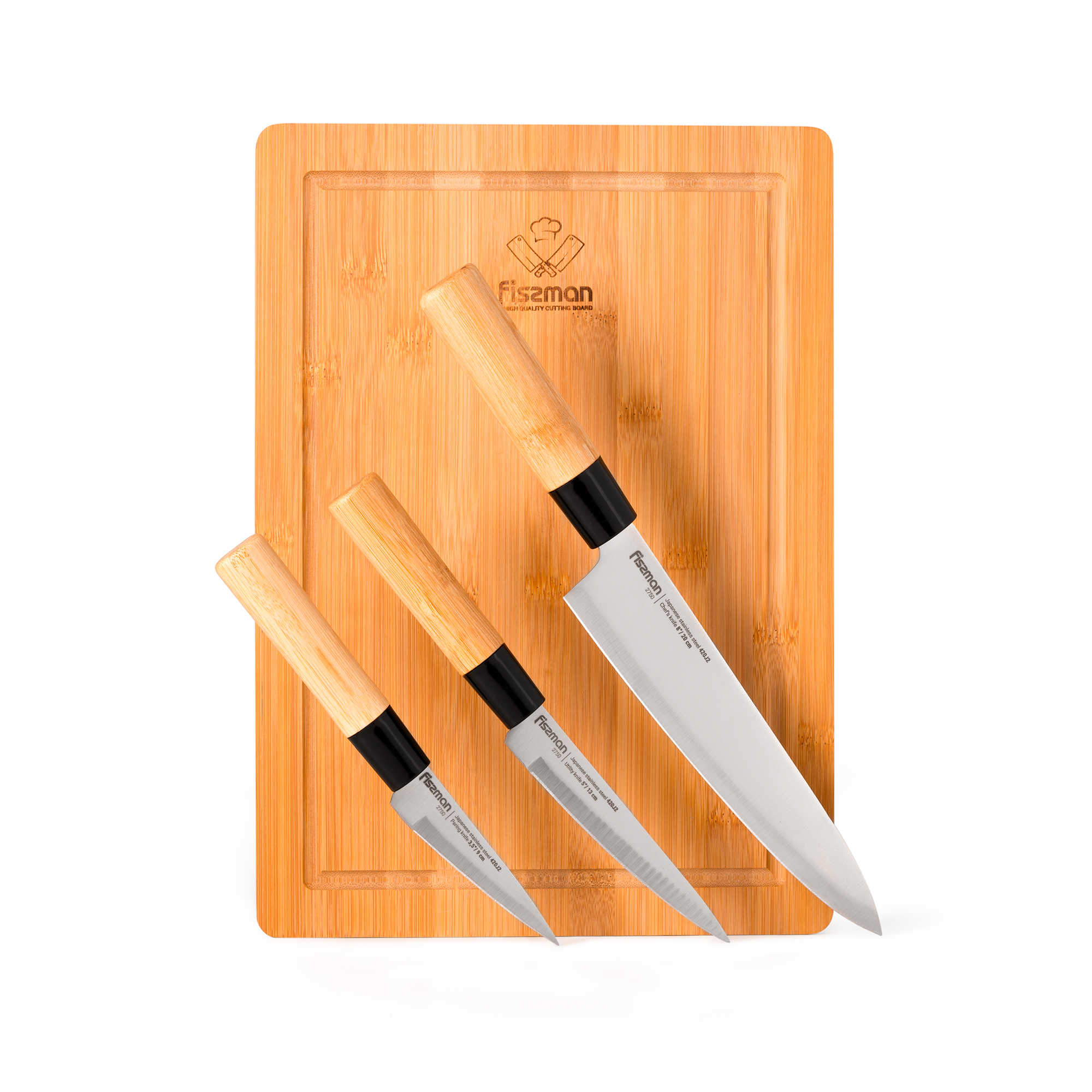 Set of knives with cutting board 4 pr. (420J2 steel)