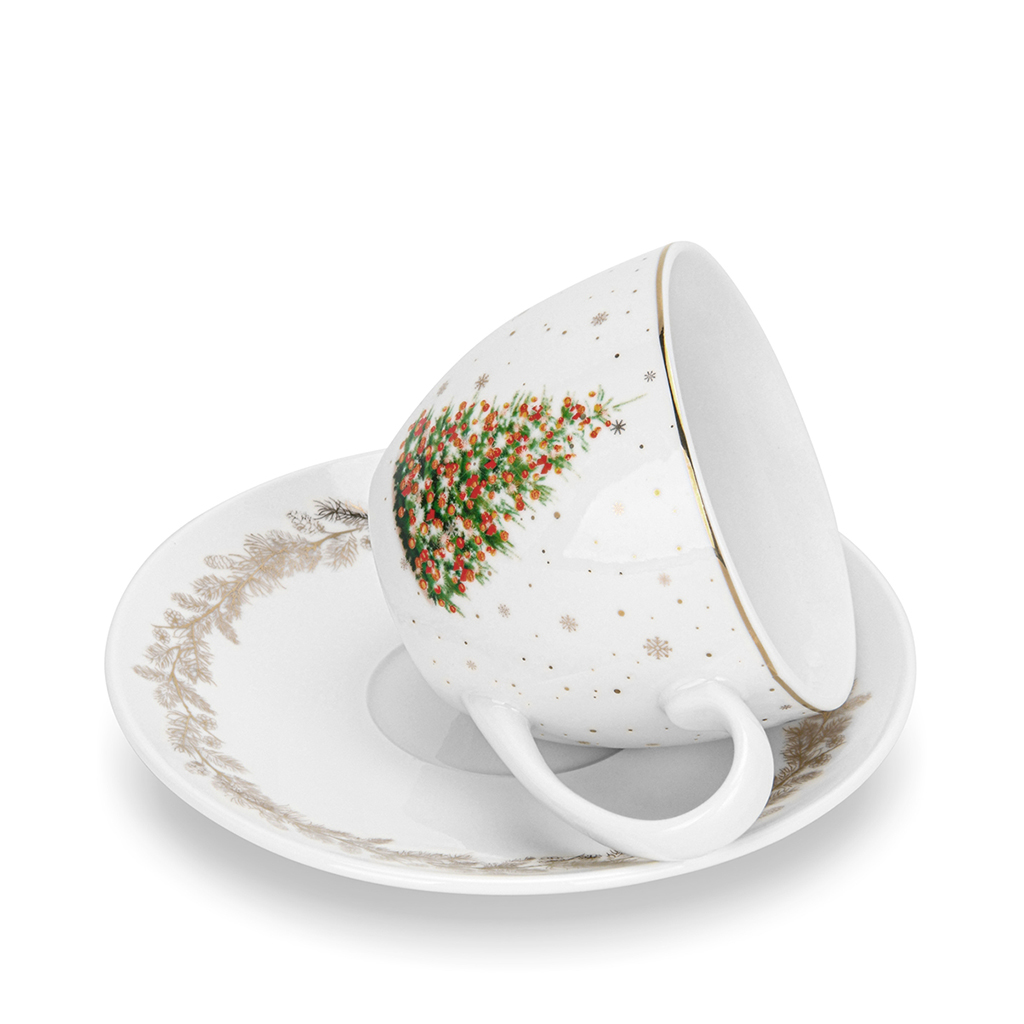 Tējas tasīte ar apakštasi 260 ml Christmas (porcelāns)