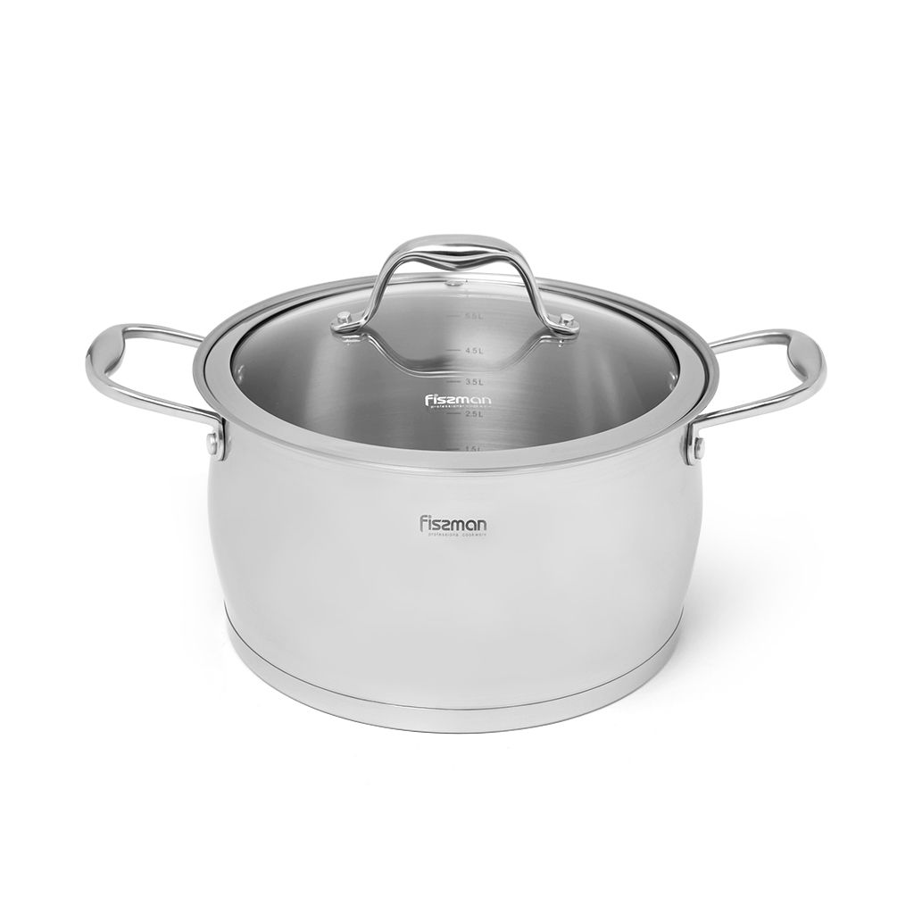 Stockpot MIRANDA 20x12 cm / 3.7 LTR with glass lid (stainless steel)