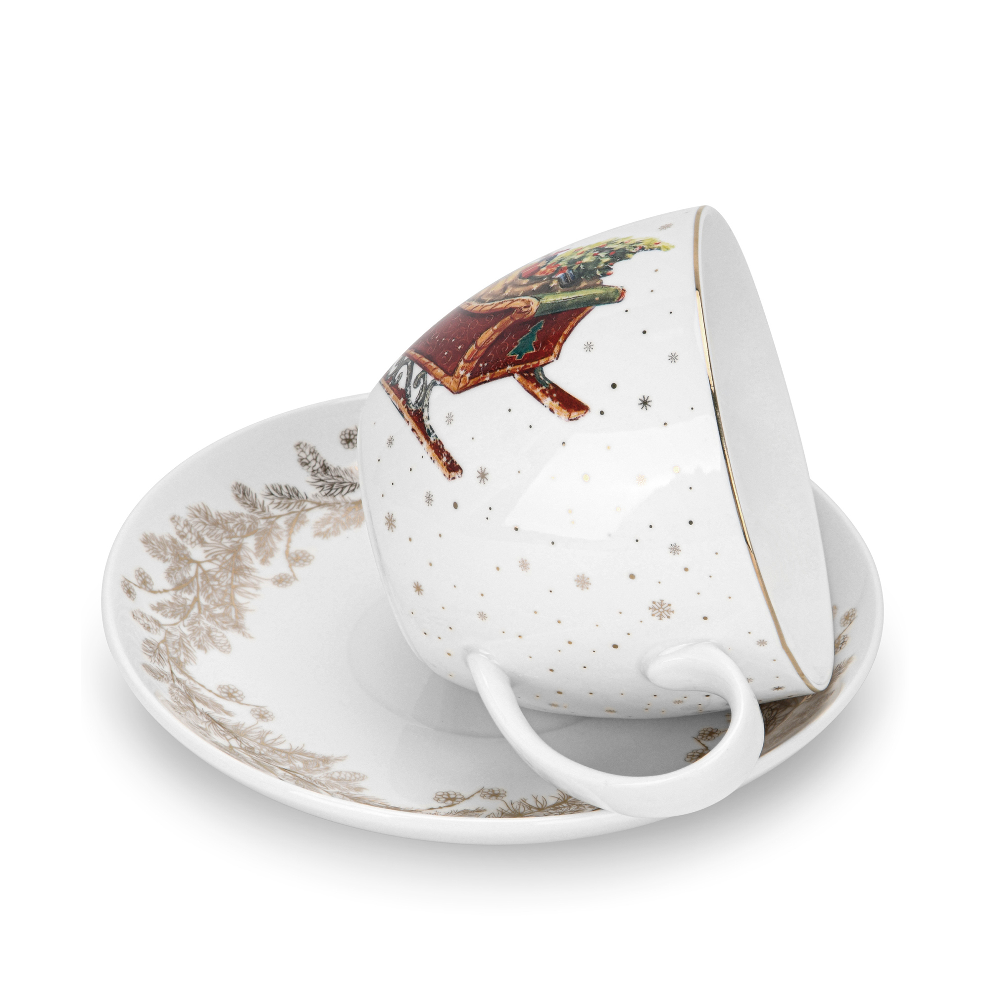 Tējas tasīte ar apakštasi 400 ml Christmas (porcelāns)