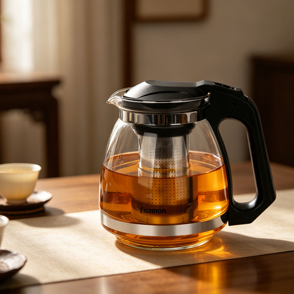 Tējkanna 1500 ml ar tērauda filtru (karstumizturīgs stikls)