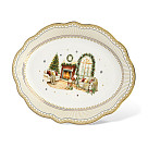 Ovāls šķīvis CHRISTMAS EVE 35x25 cm, zelta krāsā (jaunais kaula porcelāns)