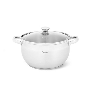 Кастрюля PRIME 24x13,5 см / 6,1л со стеклянной крышкой (нерж.сталь)