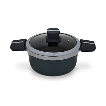 Stockpot Luxuria 20x10 cm / 2.5 LTR with glass lid with induction bottom (aluminium with non-stick coating)