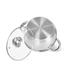 Кастрюля PRIME 18x10,5 см / 2,7л со стеклянной крышкой (нерж.сталь)