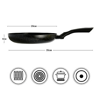 Frying pan PROMO 20x4 cm with induction bottom (aluminium with non-stick coating)