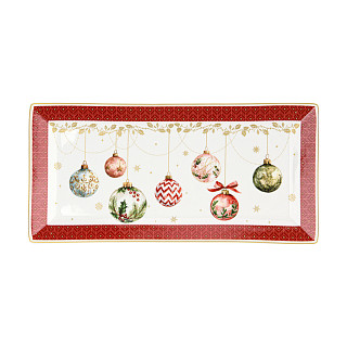 Taisnstūra šķīvis CHRISTMAS BALLS 30,5x15 cm (jaunais kaula porcelāns)