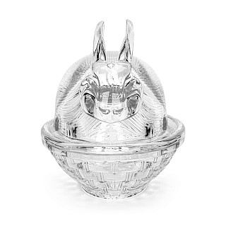 Serving dish 17.5x12.5x14.5 cm with a rabbit shaped lid (glass)