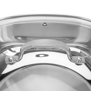 Shallow casserole EXCLUSIVE PRO 26x9 cm / 4.6 LTR with glass lid (stainless steel)