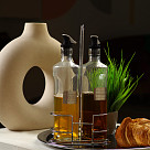 Buteliukų rinkinys aliejui ir actui 2x500 ml ant stovo (stiklas)