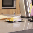 Butter dish with plastic lid 18x12x7 cm (stainless steel)