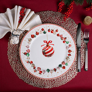 Šķīvis CHRISTMAS BALLS 27 cm (jaunais kaula porcelāns)