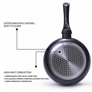 Frying pan PROMO 20x4 cm with induction bottom (aluminium with non-stick coating)