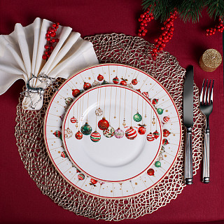 Šķīvis CHRISTMAS BALLS 27 cm (jaunais kaula porcelāns)