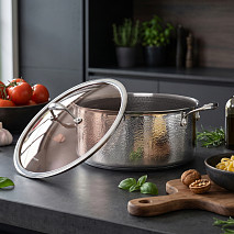 Katls HERITAGE PRO 28x12 cm / 7 L ar stikla vāku (nerūsējošais tērauds ar pretpiedeguma pārklājumu)
