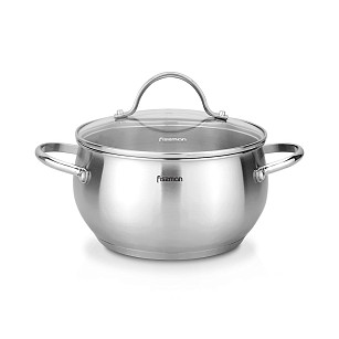 Stockpot MARTINEZ 24x13 cm / 5.9 LTR with glass lid (stainless steel)