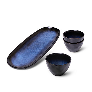 Set of 3 gravyboats CIEL 250 ml with a plate (ceramic)