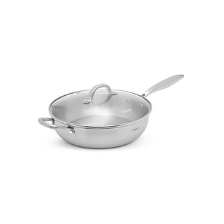 Deep frying pan AETERNUM 28х7.5 cm with glass lid (stainless steel)