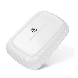 Serving dish 35.7x19.3х6.8 cm with metal stand (porcelain)