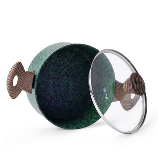 Puodas MALACHITE 20x9,8cm / 2,7l su stikliniu dangčiu (aliuminiu)