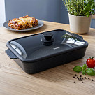 Rectangular shallow casserole NORD STONE 30x21.5x7 cm / 3.7 LTR with glass lid (cast aluminium with non-stick coating)