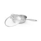 Deep frying pan AETERNUM 24х7 cm with glass lid (stainless steel)