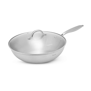 WOK keptuvė AETERNUM 32x9 cm su stiklo dangčiu (nerūd. pl.)