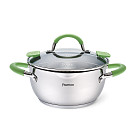 Stockpot CHARLOTTE 20x10 cm / 2.5 LTR with glass lid, pouring lip and lid strainer (stainless steel)
