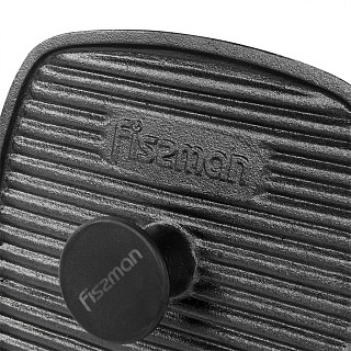 Square grill press 21x21 cm with bakelite knob (cast iron)