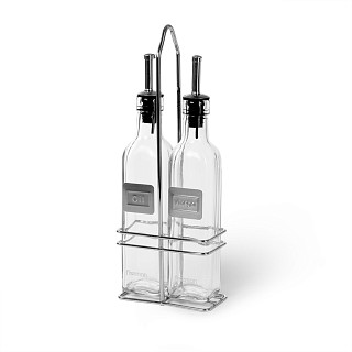 Pudeļu komplekts etiķim un eļļai 2x250 ml ar paliktni (stikls), art. 6518