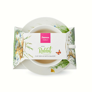 Puodelis RABBIT 200 ml su lėkštute (porcelianas)