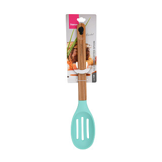 Silicone slotted spoon 34 cm with wooden handle Essential