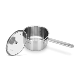 Sauce pan MASTER CHEF 16x9 cm / 1,6 LTR with glass lid (stainless steel)