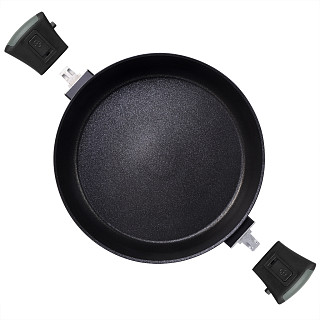 Shallow casserole BRILLIANT 28x7.5 cm / 4.1 LTR with detachable handles and glass lid (aluminum with non-stick coating)