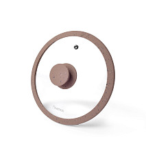 Lid ARCADES 20 cm with BROWN marbling silicone rim (glass)