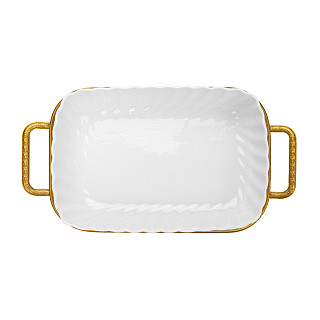 Serving dish 35.7x19.3х6.8 cm with metal stand (porcelain)