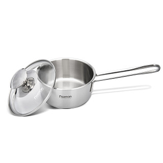 Katliņš ar garo rokturi BAMBINO 12x6,0 см/600 ml ar stikla vāku (nerūsējošais tērauds)