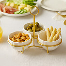 Set of 3 bowls 21x21x16.7 cm with metal stand (porcelain)