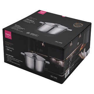 Stockpot PREMIUM ONE 24x13 cm / 5.4 LTR with glass lid (stainless steel)
