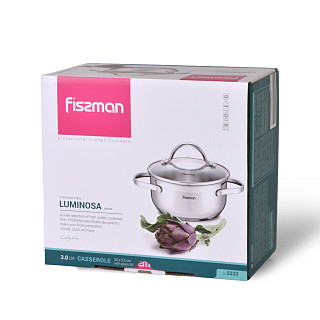 Puodas LUMINOSA 20x9,5cm / 3,0l su stikliniu dangčiu (nerūdijantis plienas)