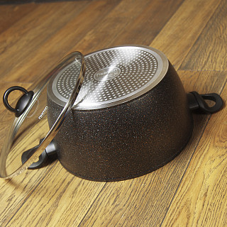 Stockpot MAGNA 30x15 cm / 9.15 LTR with glass lid with induction bottom (aluminium with non-stick coating)